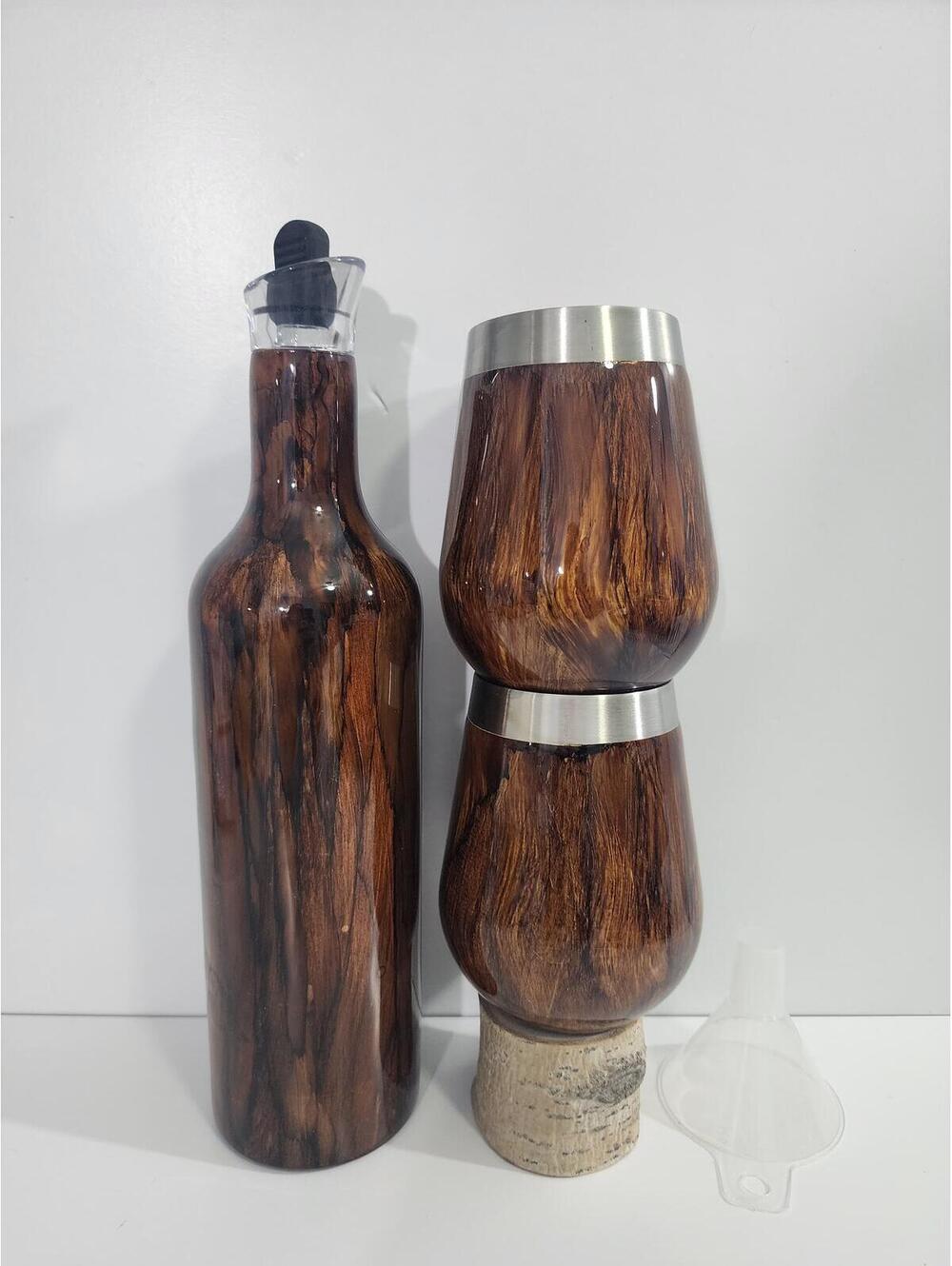 Vacuum-Insulated Wood Grain Stainless Steel Wine Set Bottle Tumblers Ozark Trail